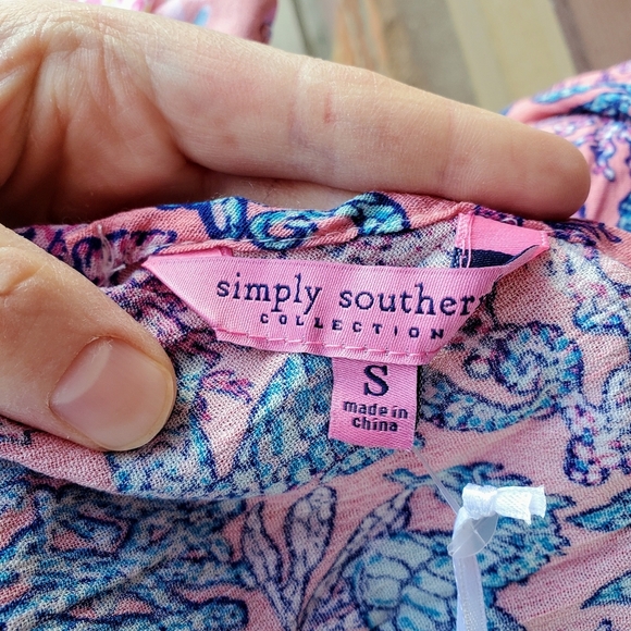 NWT Simply Southern Seahorse Pattern Maxi Dress Size Small Pink Blue - Picture 5 of 16